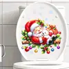 Adhesivo Decorativo para Tapa de Inodoro de Dibujos Animados Lindo de Papá Noel Sosteniendo un Osito Blanco, Decoración Removible para Tapa de Inodoro de Baño