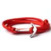 Nova pulseira de moda multicamadas de nylon trançada à mão estilo marinheiro com âncora prateada para joalheria masculina e feminina