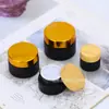 Botella de Crema Negra Sellada Botella de Vidrio Portátil para Crema Botella para Reempaque de Cosméticos Botella de Muestra de Prueba para Crema de Ojos