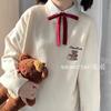Nutria Marina-Solo Envío Gratis Corbata de Lazo JK Tailandesa Mango Largo Pequeño Cinta de Uniforme Cian Graduación Color Sólido Camisa de Mariposa