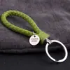 Al por Mayor Punto Creativo Cuerda de Cuero Trenzada Círculo Único Llavero Muñeca Bola de Pelo Llavero Accesorios para Llaves Joyería