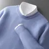 Novo Clássico Versátil Gola Redonda Solto Tamanho Grande Tricô Básico Camisola Engrossada Masculina Cashmere de Bebê Suéter