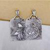Colgante de Hebilla de Fénix Vintage de Plata de Ley 999 Cuadrado Marca Fénix Dominante Moda Nicho Versátil Lujo Ligero Regalo de Cumpleaños