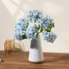 Hortensia Flor Artificial Hortensia de Múltiples Cabezas Manojo Blanco con Ramas Decoración del Hogar Flor para Paisajismo Arreglo de Flores Artificiales de Hortensia