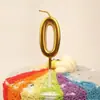 Vela Digital Dorada para Pastel Vela Digital Dorada Grande Estéreo Doble Cara Decoración de Vela para Pastel de Cumpleaños