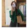 Cardigã Curto Tricotado Estilo Coreano para Mulheres na Primavera e Outono, Jaqueta Suéter Interna de Alta Qualidade e Elegante, Lindo Top Pequeno