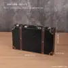 Maleta de madera de estilo europeo vintage, maleta de cuero antigua, caja de almacenamiento, pieza de exhibición para escaparates, accesorio para cine y fotografía, caja decorativa