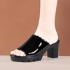 Pantuflas de Tacón Grueso para Mujer 2025 Verano Nuevas de Suela Gruesa Impermeables de Plataforma Boca de Pez Moda y Versátiles de Una Tira para Exterior
