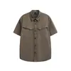 Beijie Moda Masculina 2026 Verão Nova Roupa de Trabalho com Bolso Camisa de Manga Curta Masculina Tendência Solta Camisa Jaqueta de Meia Manga