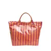 Bolso de Lona Rayado de Alta Gama, Bolso de Mano Elegante y Ligero, Mochila Portátil de Gran Capacidad para Viajes y Playa, para el Trayecto Diario