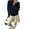 Suéter retro americano de lunares con capucha, sudadera corta para mujer, nuevo estilo otoño e invierno, chaqueta cárdigan de punto dulce y atrevida para mujer
