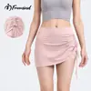 Nuevos shorts atléticos de cintura alta con shorts de seguridad incorporados, falda de yoga, falda para correr y fitness con fruncido lateral y cintura ajustada