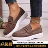Mocassins femininos, nova coleção de outono 2026, sapatos casuais de camurça com sola macia, estilo britânico, mocassins fáceis de calçar