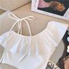 Camiseta sin mangas de verano para niña, moderna, única, con volantes irregulares en el hombro, top corto