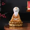 Decoração de mesa raposa meditando inspirada em Zen, estátua genuína de píton Huhuangchang para exibição em altar com base de lótus, pode ser usada para armazenamento, disponível para atacado