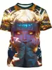 2026 Transfronterizo Tallas Grandes Temu Estampado Digital 3D Hombre Cuello Redondo Sudadera Camiseta de Manga Corta Moda Anime Personalidad
