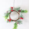 Decoración navideña para el hogar Anillo para vela anillo para servilleta planta de simulación plantas acuáticas pino de PVC fruto rojo anillo de vela navideño