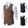 Amazon 2025 Primavera Nuevo Chaleco de Pana con Bolsillo de Un Botón para Hombre Chaleco de Traje para Hombre