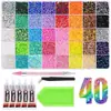 Atacado best-seller transfronteiriço 48 cores 60 cores strass de fundo plano 15 grades 40 grades conjunto de strass de resina strass AB acessórios de decoração para nail art