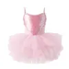 Vestido de Ballet con Tirantes Finos de Lentejuelas para Niñas Europeas y Americanas Falda de Malla para Niños Ropa de Práctica para Escenario Vestido sin Mangas
