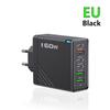 Cargador Rápido PD Multipuerto de 160W 3USB 3TYPE-C Regulaciones Europeas y Americanas Británicas Aplicable a Enchufe Apple Huawei Xiaomi
