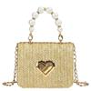 Bolsa 2025 Novo Estilo Coreano Palha Corrente Bolsa Quadrada Pequena Bolsa de Ombro Transversal Moda Fivela de Fecho Bolsa Feminina Bolsa de Grande Capacidade
