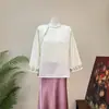Zhi LiNovo Estilo Chinês Bordado Jacquard Fresco Simples Camada Base Gola Redonda Estilo Chinês Versátil 2026 Outono Nova Chegada