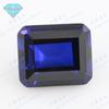 Huagang Gem Retangular Chanfrado Cheping 34# Corindo Azul Pedra Nua Safira Sintética Anel Forma Esmeralda
