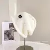 Gorro de Pelúcia Patchwork de Inverno Soltinho para Mulheres, Gorro de Tricô Versátil à Prova de Vento Cor Sólida, Gorro Quente para Uso Externo Frio Tendência