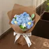 Ramo de punto terminado transfronterizo con un toque de alta gama, ramo de hilo de rosa y tulipán, regalo de cumpleaños para novia, regalo del Día de San Valentín