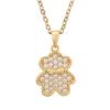 Collar Coreano de Acero de Titanio, Diseño Simple y Elegante de Oso, Oro Rosa que No se Desvanece, Cadena Linda para Clavícula, Joyería de Nicho para Mujeres con Circonita