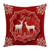 Amazon Temu Funda de Cojín Bordado Falso Alce Copo de Nieve Coeficiente Rojo Impresión Digital Funda de Almohada Venta al por Mayor