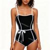 [2 Cores] Novo Maiô Feminino Peça Única Costas Nuas Sexy Alça de Cintura Fina Efeito Emagrecedor Roupa de Banho para Resort e Fonte Termal