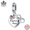 Evelle Original Endless Love s925 Pingente de Prata Esterlina Pulseira Em Forma de Coração Zircon Esculpido Texto Pingente Acessórios