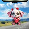 Colgante de Regalo Transfronterizo para el Nuevo Día de San Valentín Perro Rosa Amor Colgante Espejo Retrovisor del Coche Decoración Regalo de San Valentín