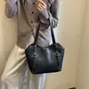 Bolso Grande de Textura Tejida Retro para Mujer 2026 Nuevo Otoño Invierno Bolso Tote Relajado Bolso para Estudiantes de Clase Bolso de Hombro