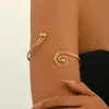 Pulsera de Brazo Metálica Minimalista Transfronteriza Europea y Americana, Pulsera Abierta Geométrica en Espiral con Incrustaciones de Diamantes Hip-Hop Personalizada para Mujer