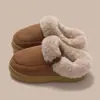 Nuevas Pantuflas de Algodón de Punta Cerrada para Mujer, Invierno Hogar Interior Antideslizantes Cálidas de Felpa Plegables Suela Gruesa Pantuflas Exteriores para Hombre, Venta al por Mayor