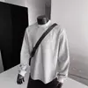 Novedad de Otoño Ropa de Abrigo Sudadera con Cuello Redondo para Hombre Holgada Cuadrada Talla Grande Americana de Peso Pesado Corte Limpio Hombro Normal Manga Larga T