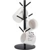 Estante de Almacenamiento Personalizado de Acrílico Negro Desmontable con 6 Ganchos en Forma de Árbol para Tazas de Café Adecuado para Encimera Cocina Casera