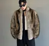 Nuevo Abrigo de Piel para Hombre Abrigo de Piel Sintética de Visón Chaqueta de Piel de Visón Corta Casual de Invierno Chal