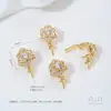 Colgante de collar de camelia y perla con hebilla universal de oro de 14 quilates, con cuentas de circonio, accesorio de cuentas hecho a mano para DIY