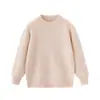 Suéter infantil de lana 100% de tres cabos engrosado, camiseta básica para niños, suéter para niñas, top cálido para niños mayores