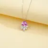 Collar de zafiro rosa Padparadscha, plata 925, gema de color cultivada, lujo ligero, versátil para uso diario, diseño de nicho con un toque de alta gama