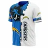 Nova camiseta estampada 3D de manga curta para o verão de 2023, fãs de futebol do time NFL32, esportiva, secagem rápida, malha, manga curta, NFL