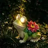 Decoraciones Solares para Exteriores, Ranas, Flores de Primavera, Artesanías de Resina, Fábrica Directa, Soporta Personalización, Suministro Exclusivo Transfronterizo