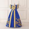Vestido Formal para Niña de Comercio Exterior Europeo y Americano Vestido de Princesa Vestido de Gala de Manga Larga para Noche Estampado Floral Traje de Actuación para Niña de las Flores