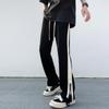 Pantalones casuales con cremallera lateral para hombre, pantalones rectos ajustados de verano, estilo americano, pantalones casuales deportivos de marca de moda.
