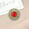 Liga de Zinco Transfronteiriça Inlaid com Diamantes de 14mm, Joias de Pérola Imitação de Círculo Duplo, Acessórios para Roupas e Bolsas, Embellishments de Diamantes de Placa Floral Costurados à Mão