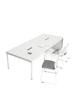 Mesa de Conferencia Simple Moderna para 6 personas Mesa Pequeña Larga Marco de Acero Blanco Mesa de Negociación Simple para 8 personas Combinación de Mesa y Silla para Sala de Conferencias